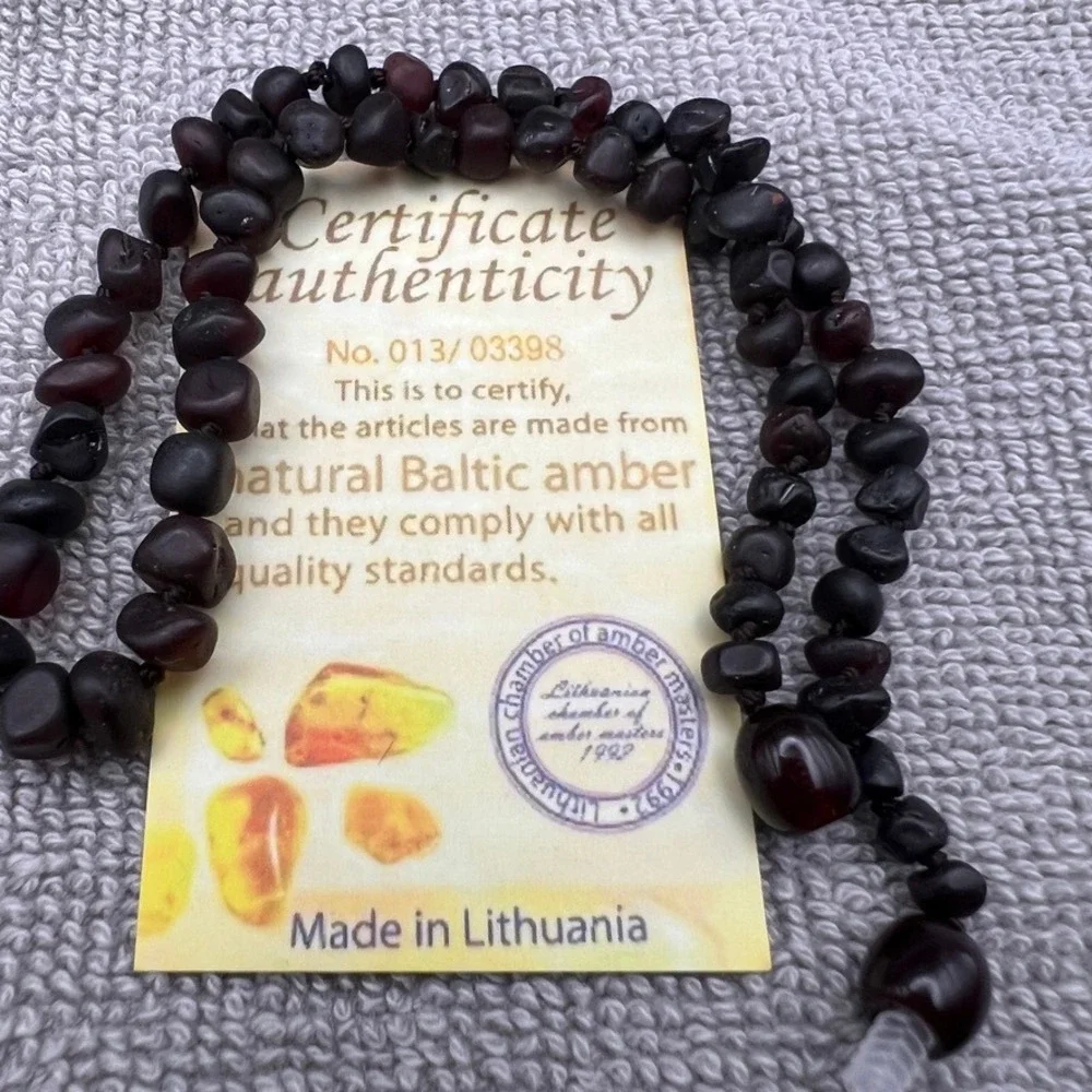 Vintage Cherry Amber Necklace Baby Natural Knotted Barrel Clasp COA 10